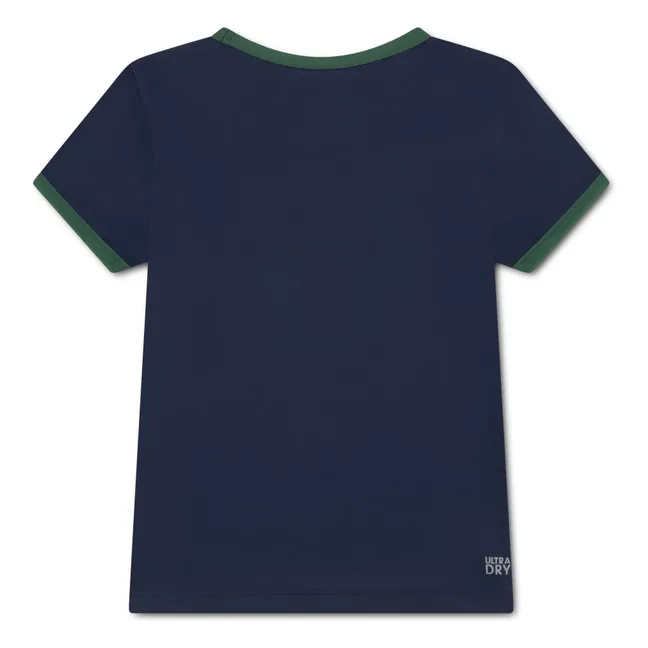 T-shirt Sport Col Contrasté Fibres Recyclées | Bleu marine