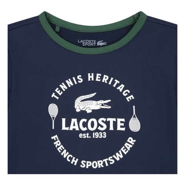 T-shirt sportiva Colletto a contrasto Fibre riciclate | Blu marino