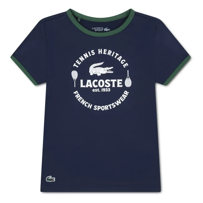 T-shirt Sport Col Contrasté Fibres Recyclées | Bleu marine