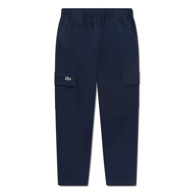 Pantaloni cargo con coulisse in cotone biologico | Blu marino
