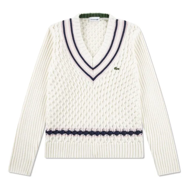 Pull Maille Torsadée Coton Bio | Ecru