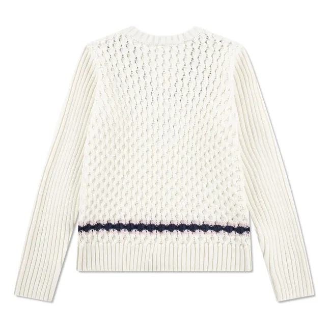 Pull Maille Torsadée Coton Bio | Ecru