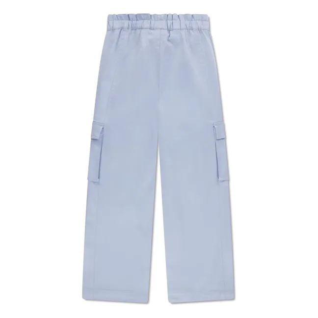 Pantalón cargo de algodón orgánico con cintura elástica | Azul Claro