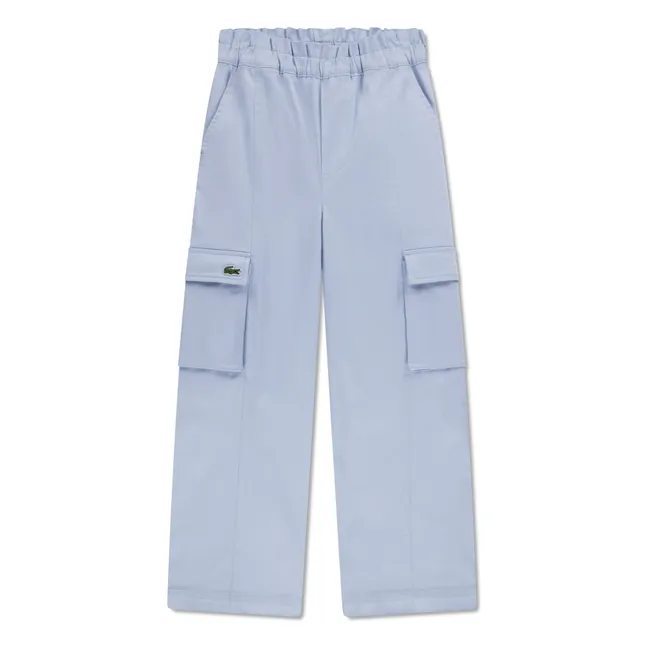 Pantalon Cargo Taille Elastiquée Coton Bio | Bleu Clair