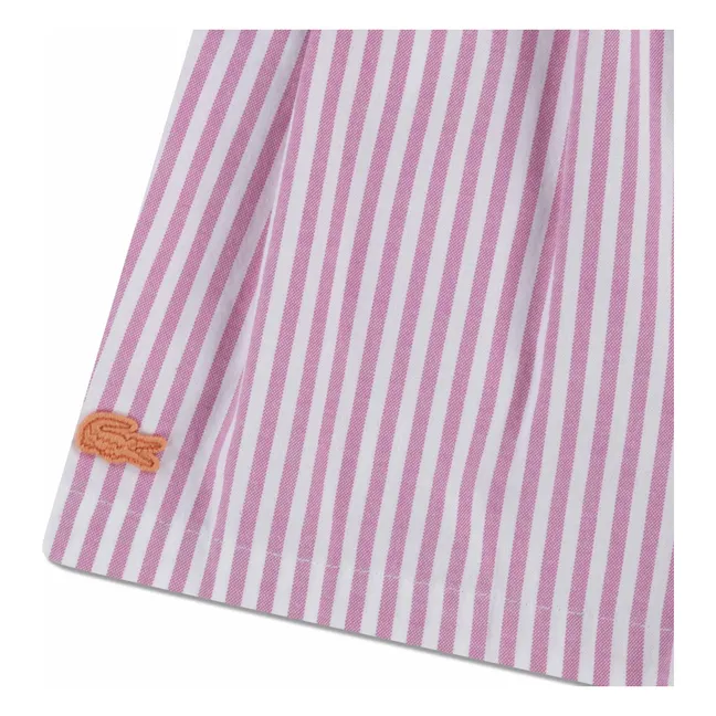 Short Pinces Rayé Coton Bio | Rose fuschia