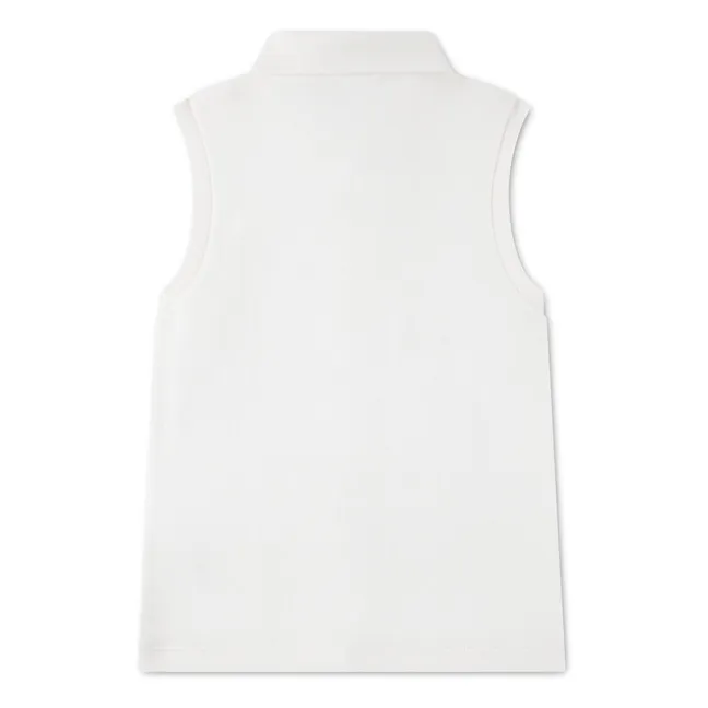 Polo Sans Manches Logo Coton Bio | Blanc cassé