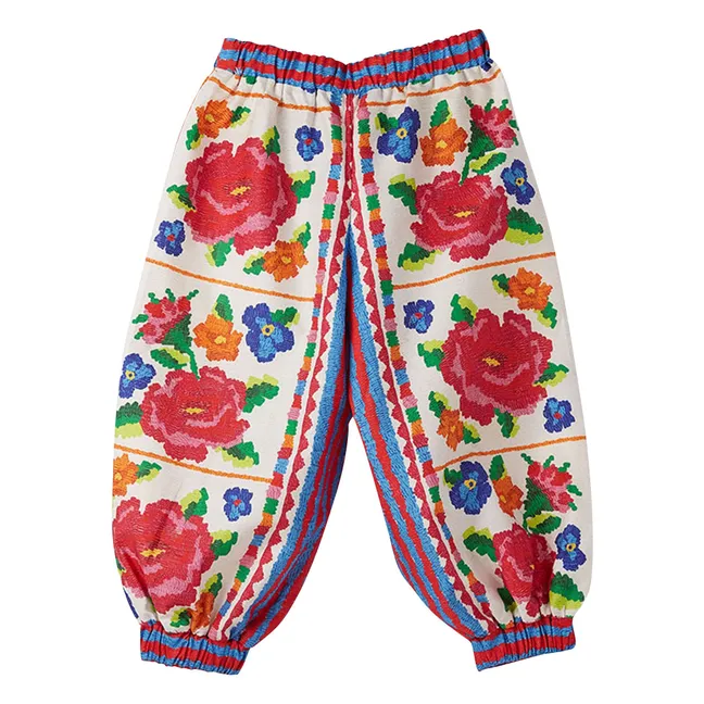 Pantalón de flores elástico | Rojo