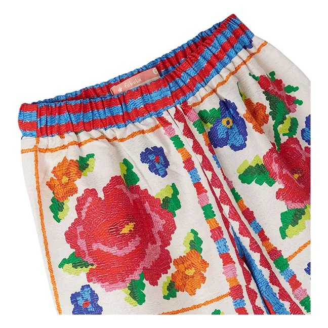 Pantalon Elastiqué Fleurs | Rouge