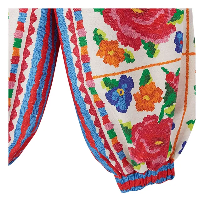 Pantalon Elastiqué Fleurs | Rouge