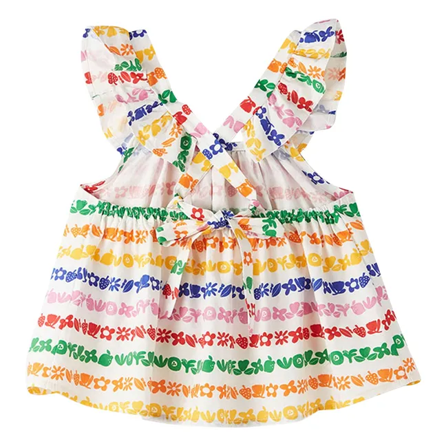 Top Jardin Rayé | Blanc