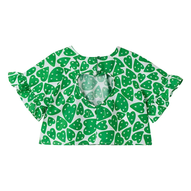 Blouse Crop Cœurs | Vert