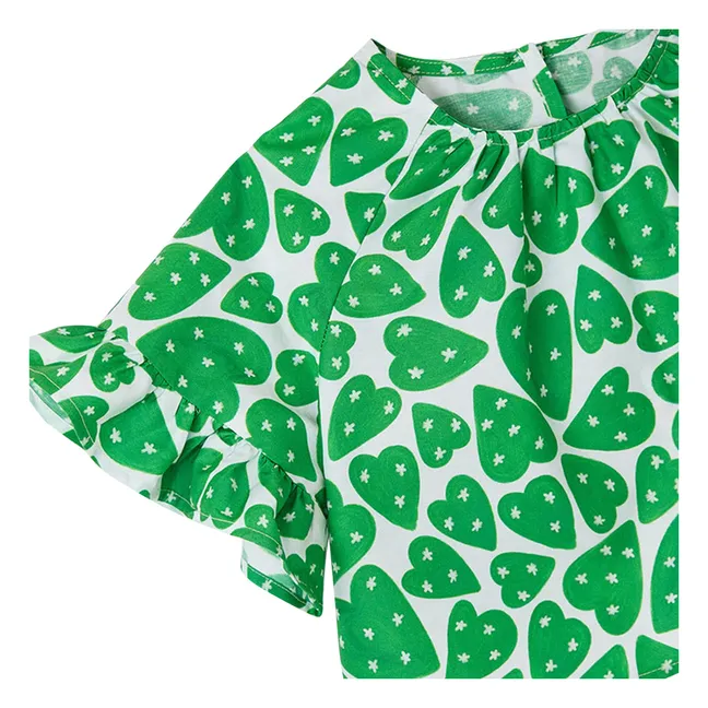 Blouse Crop Cœurs | Vert