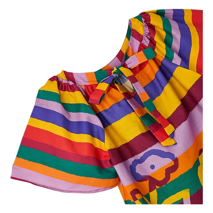 Robe Manches Evasées Fleurs Rayée | Jaune- Image produit n°5