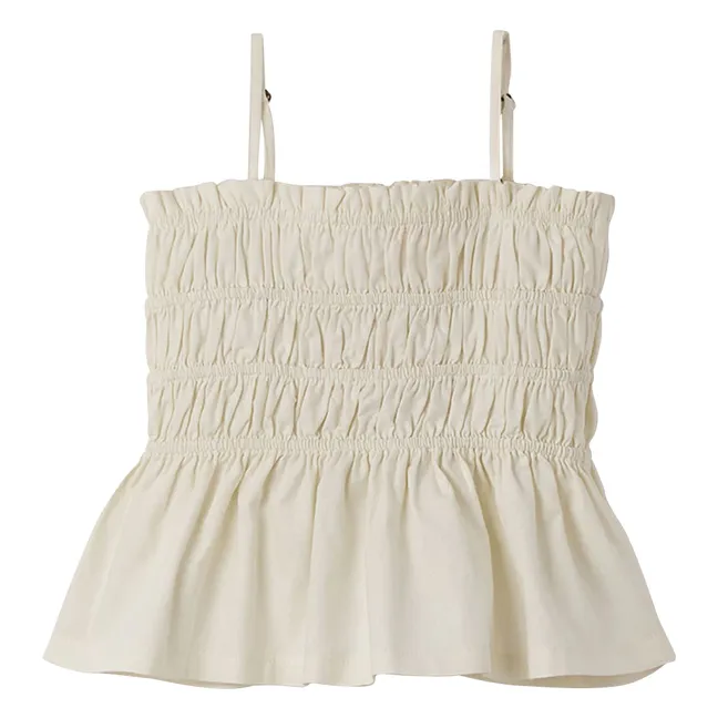 Top fruncido con volantes | Blanco