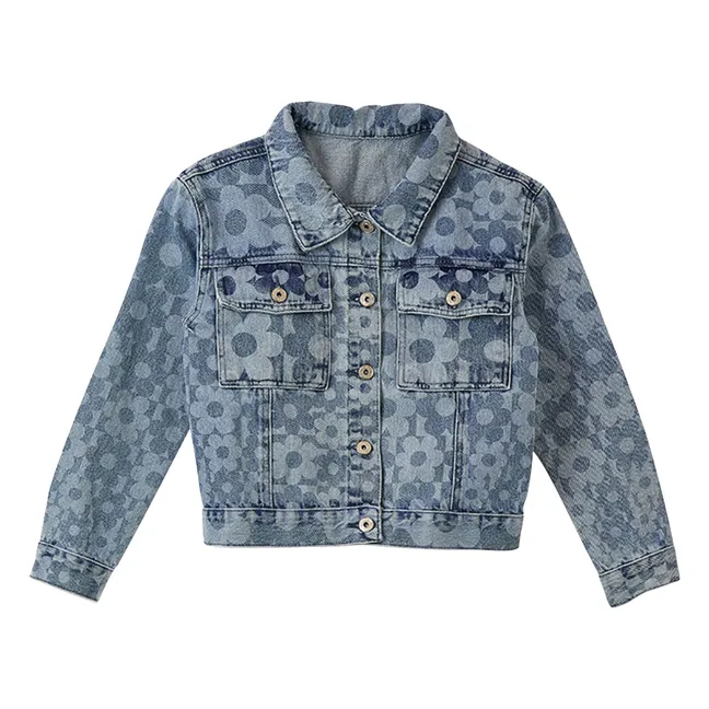 Denim Flowers Jacket | Light Blue