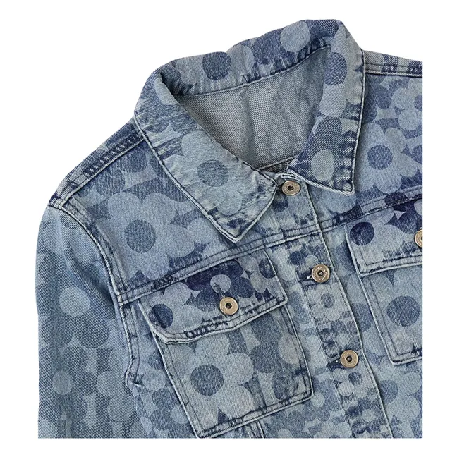 Denim Flowers Jacket | Light Blue
