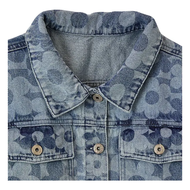 Veste Denim Fleurs | Bleu Clair