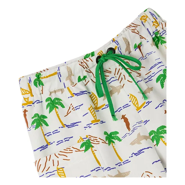 Palm tree drawstring shorts | White
