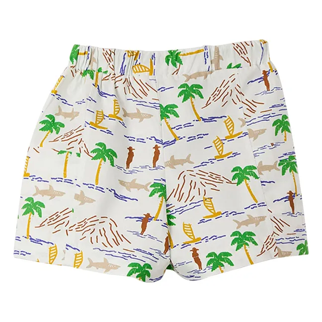 Palm tree drawstring shorts | White