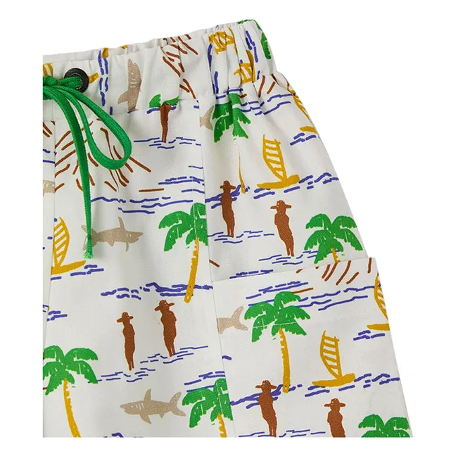 Palm tree drawstring shorts | White