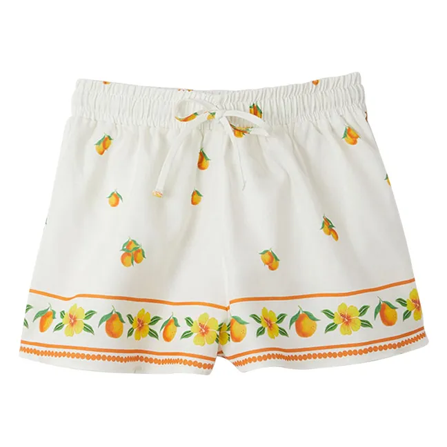 Orange drawstring shorts | White