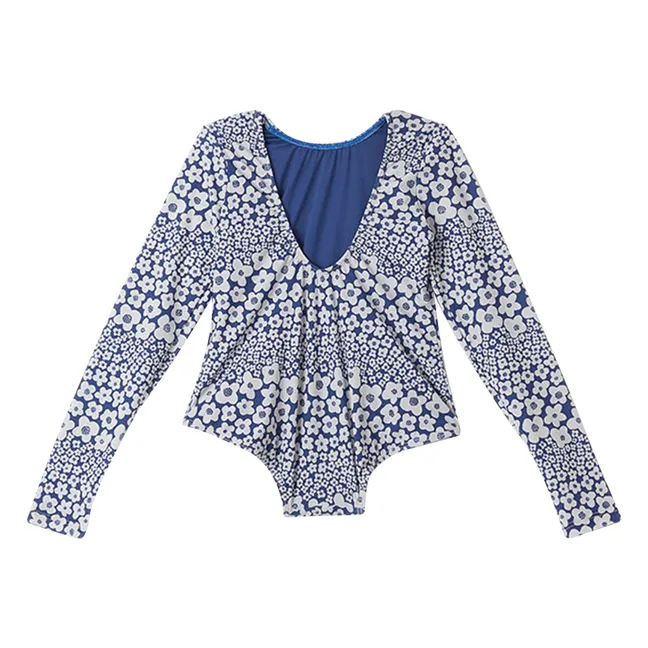 Floral Long Sleeve Swimsuit | Blue