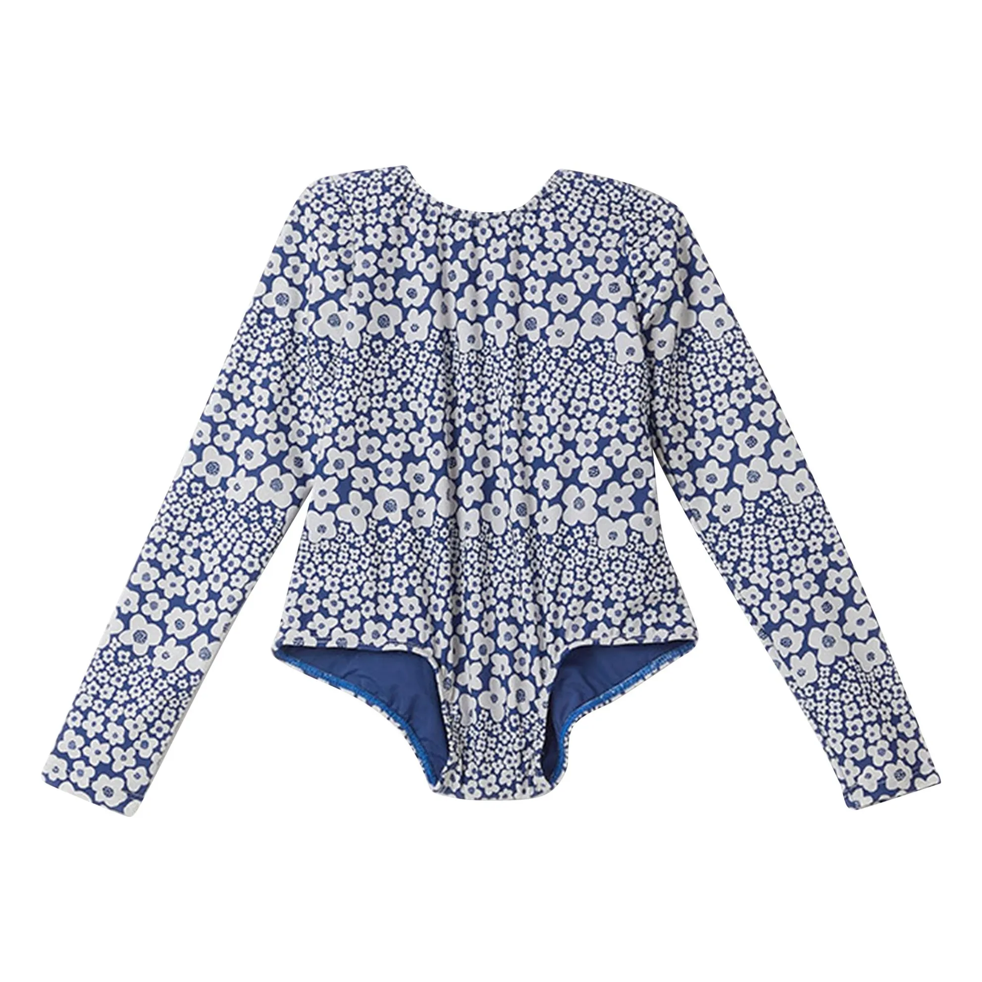 Maillot de Bain Manches Longues Fleuri | Bleu- Image produit n°0
