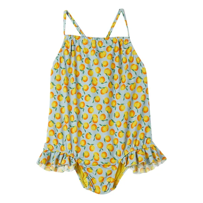 Traje de baño de 1 pieza naranja | Azul Pálido