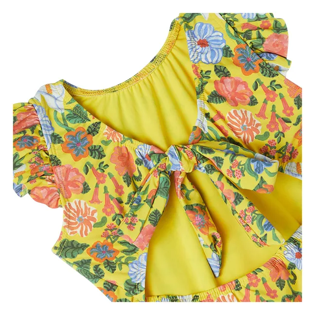Maillot de Bain 1 Pièce Volants Fleurs | Jaune