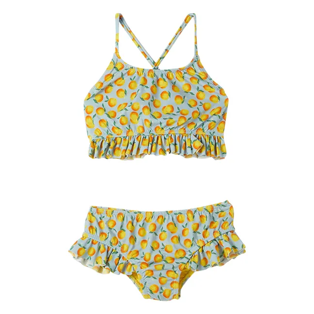 Maillot de Bain 2 Pièces Oranges | Bleu pâle