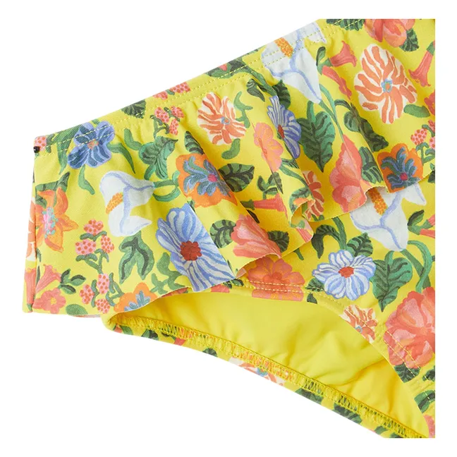 2 Piece Swimsuit Flounced Flowers | Yellow