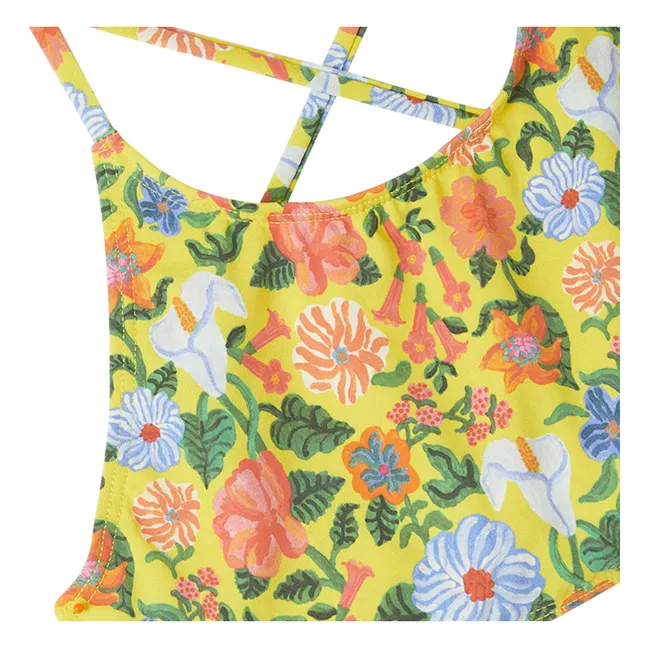 2 Piece Swimsuit Flounced Flowers | Yellow