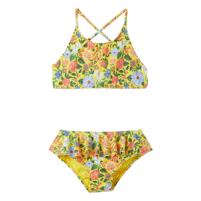 2 Piece Swimsuit Flounced Flowers | Yellow