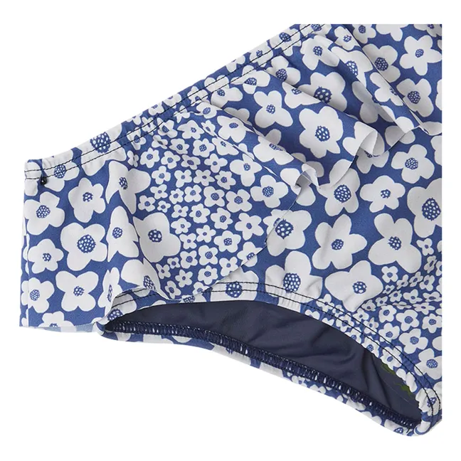 Maillot de Bain 2 Pièces Volants Fleuri | Bleu