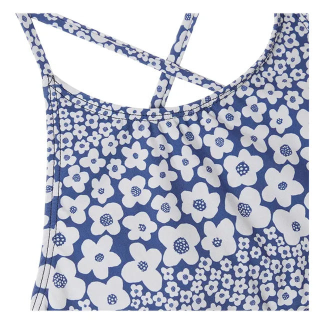 Traje de baño de 2 piezas con volantes florales | Azul