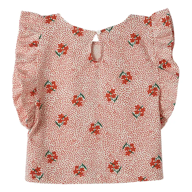 Blouse Manches Volants Pois | Rouge