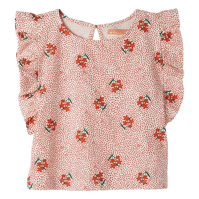 Blusa con mangas de volantes | Rojo