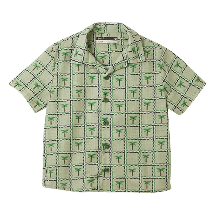 Chemise Palmiers Carreaux | Vert pâle- Image produit n°0
