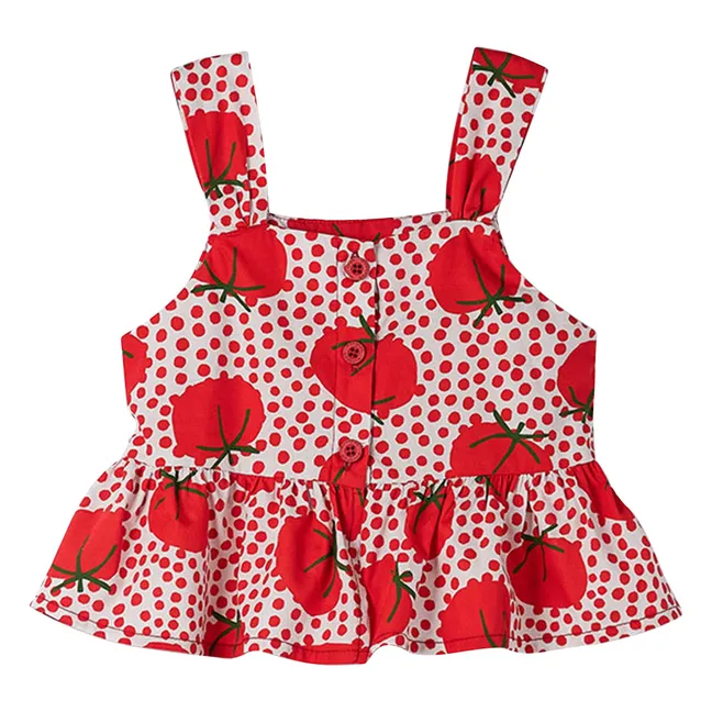 Top Volants Tomates Pois | Rouge