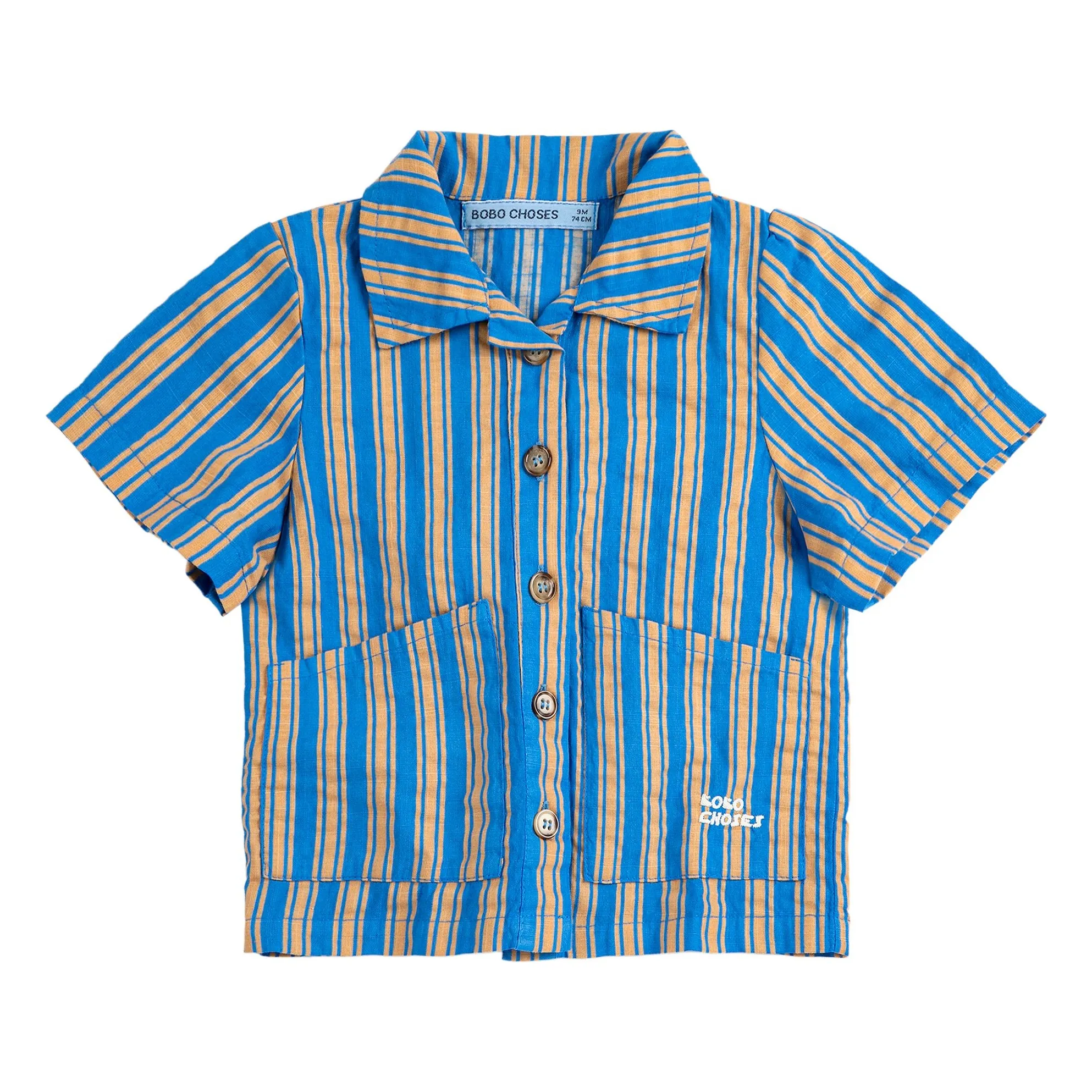 Bobo Choses Blue Striped Baby Shirt