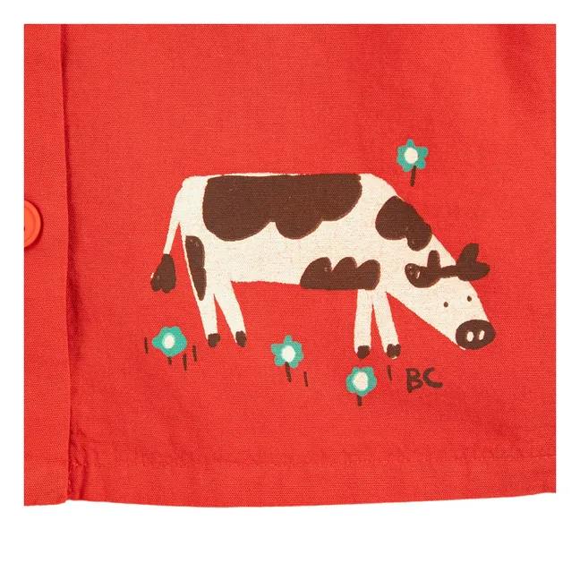 Camiseta de granja de algodón ecológico | Rojo