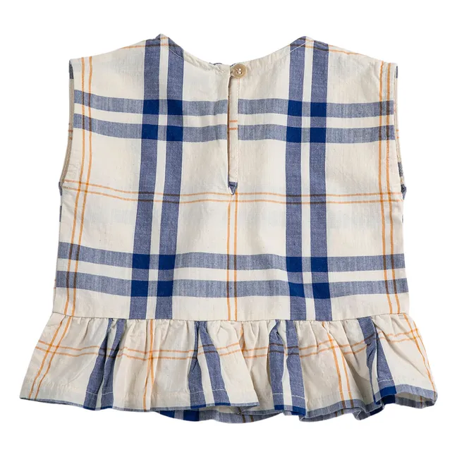 Organic cotton baby tartan top | Ecru