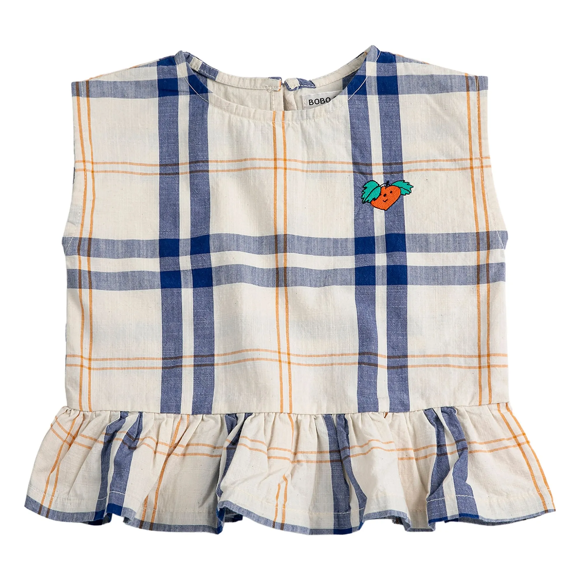 Bobo Choses Ecru Organic Cotton Baby Tartan Top