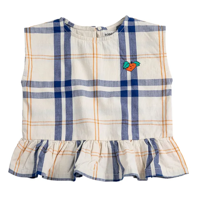 Organic cotton baby tartan top | Ecru