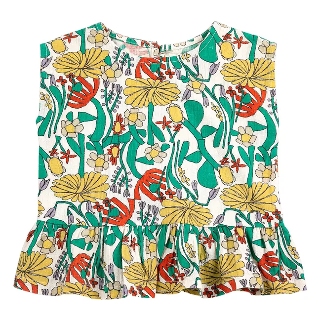 Top Fleuri Coton Bio | Ecru