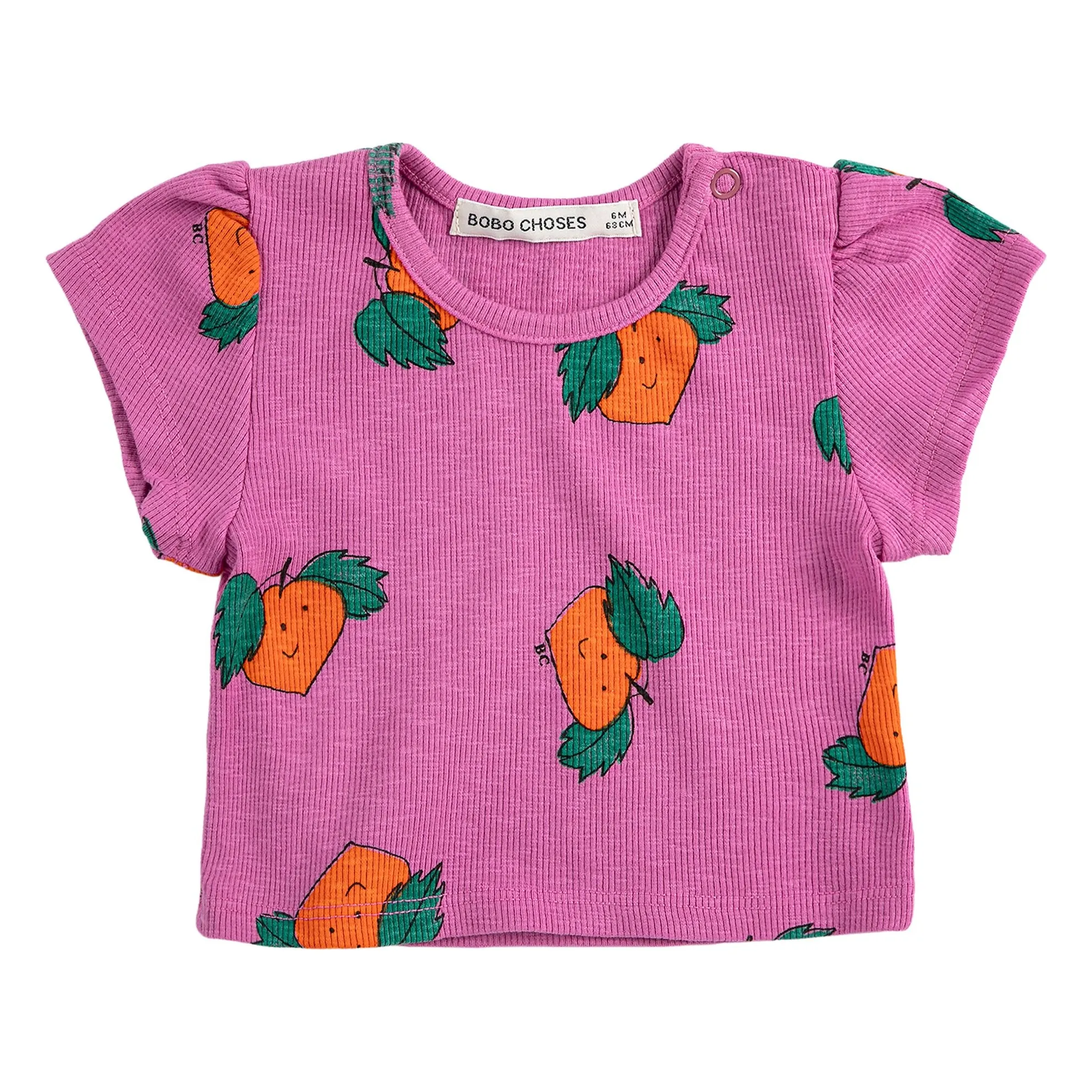 Bobo Choses Purple Ribbed T-Shirt Orange Organic Cotton