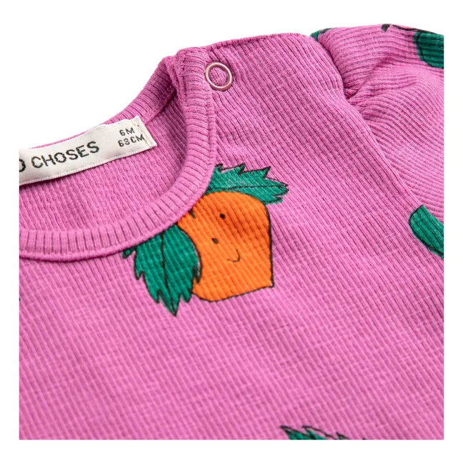 Camiseta de canalé Naranja Algodón orgánico | Violeta