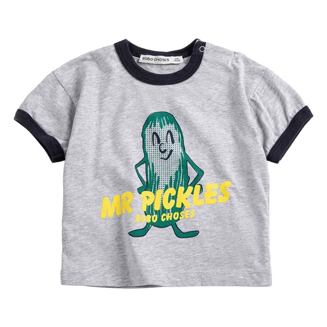 Camiseta para bebé de algodón ecológico Mr Pickles | Gris Jaspeado