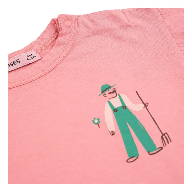 Camiseta de granja de algodón ecológico para bebé | Rosa
