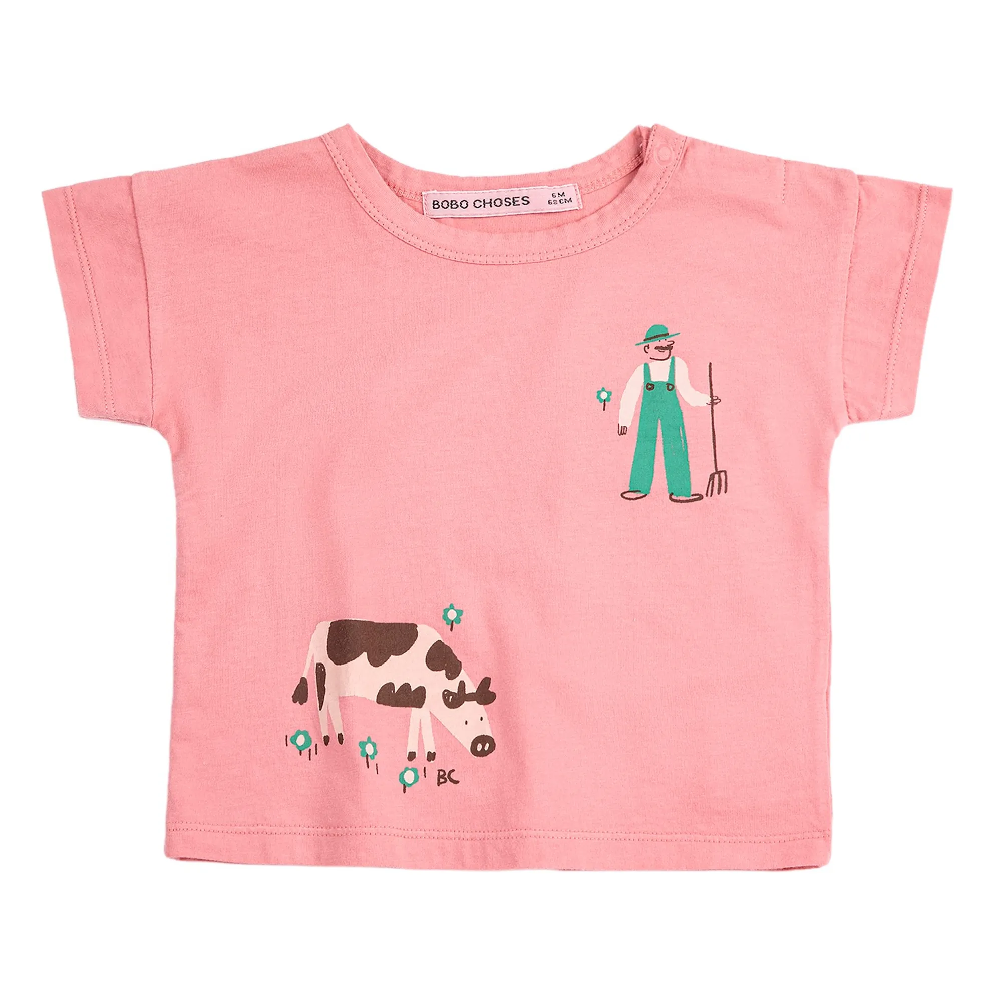 T-shirt Ferme Coton Bio Bébé | Rose- Image produit n°0